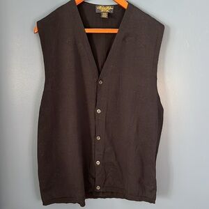 Brooks Brothers MEN Lg, V-neck, button front sweater vest, darkest navy, cotton